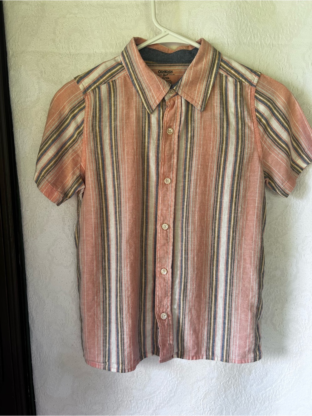 OshKosh B'gosh Short-Sleeve Button-Down Shirt in Rust and Stripe
